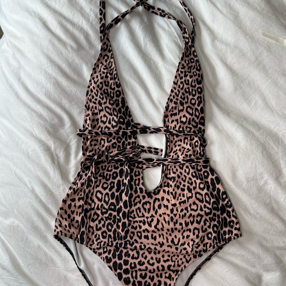 American Eagle Leopard One piece tie around swim suit